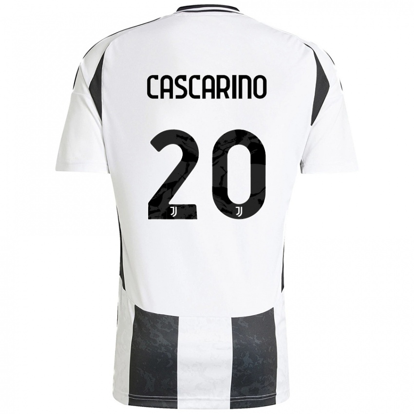 Niño Camiseta Estelle Cascarino #20 Blanco Negro 1ª Equipación 2024/25 La Camisa Perú