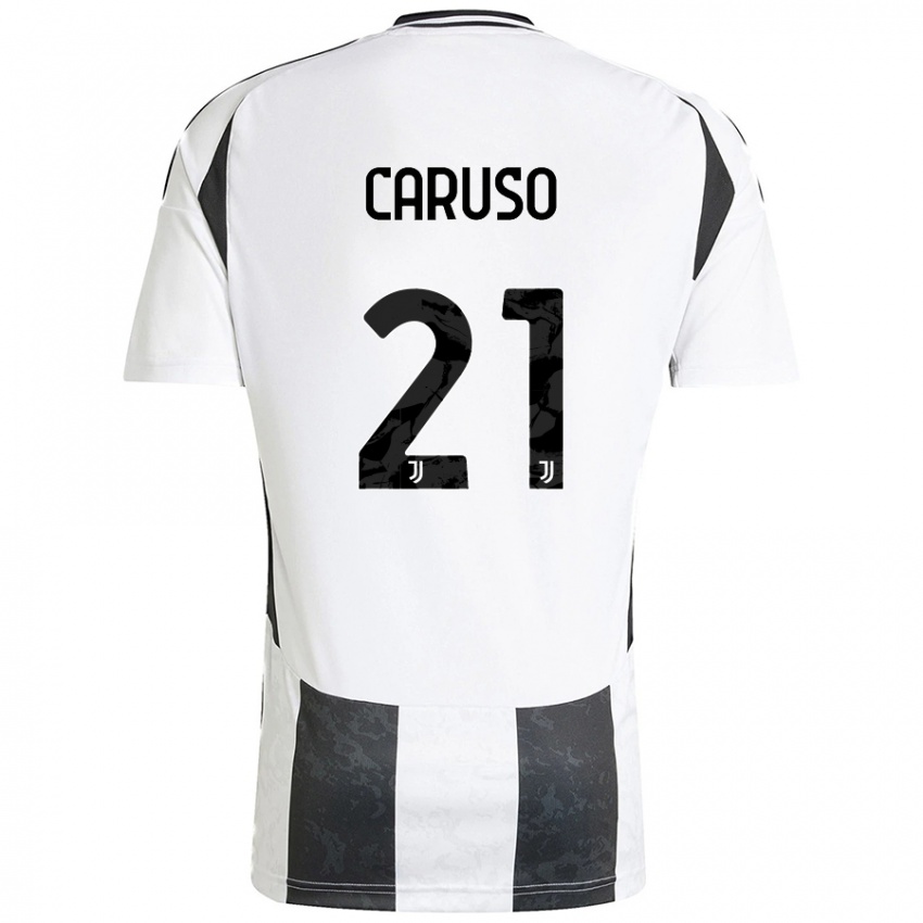 Niño Camiseta Arianna Caruso #21 Blanco Negro 1ª Equipación 2024/25 La Camisa Perú