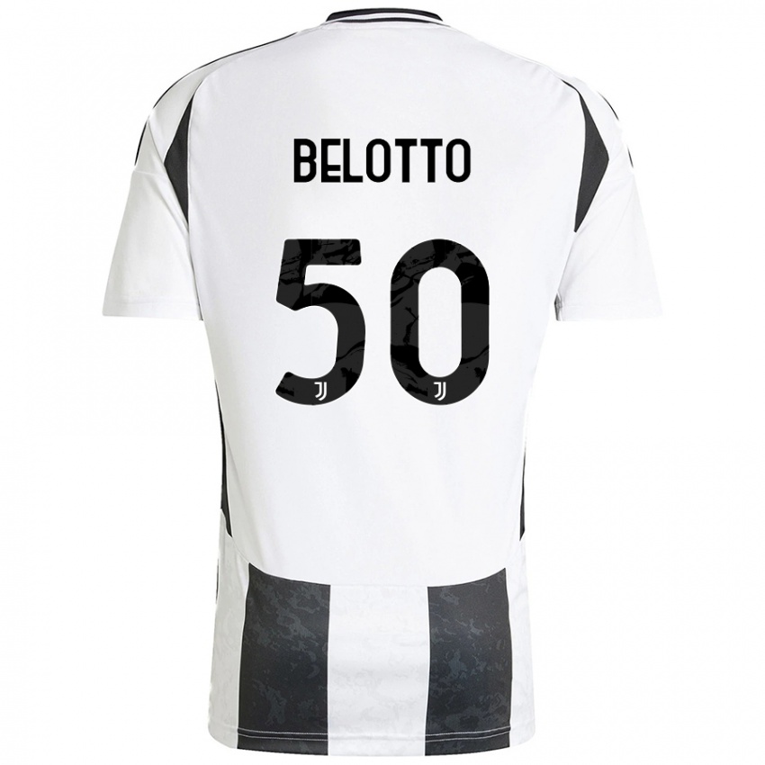 Niño Camiseta Soledad Belotto #50 Blanco Negro 1ª Equipación 2024/25 La Camisa Perú