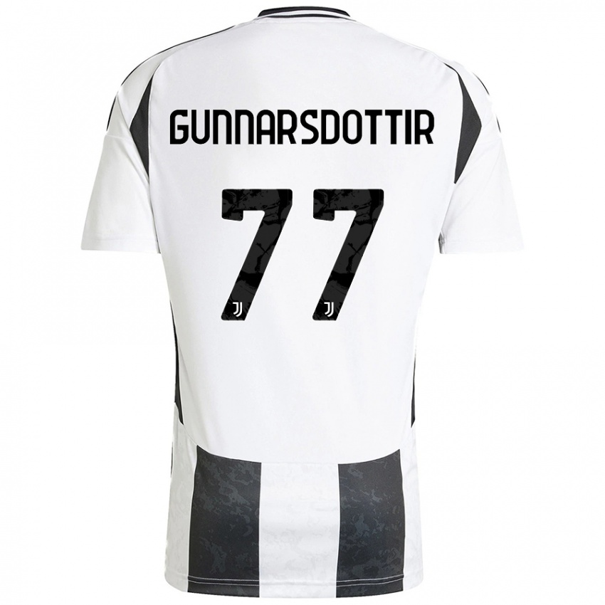 Niño Camiseta Sara Bjork Gunnarsdottir #77 Blanco Negro 1ª Equipación 2024/25 La Camisa Perú