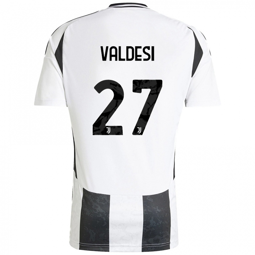 Niño Camiseta Andrea Valdesi #27 Blanco Negro 1ª Equipación 2024/25 La Camisa Perú