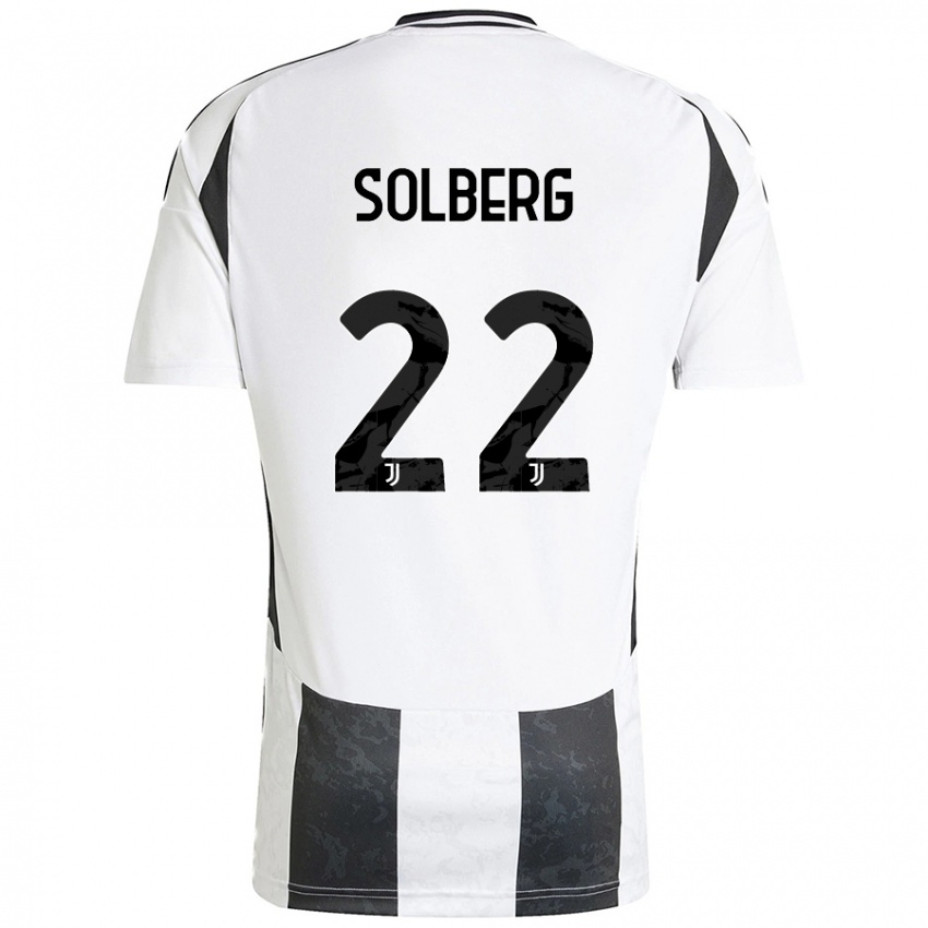 Niño Camiseta Elias Solberg #22 Blanco Negro 1ª Equipación 2024/25 La Camisa Perú