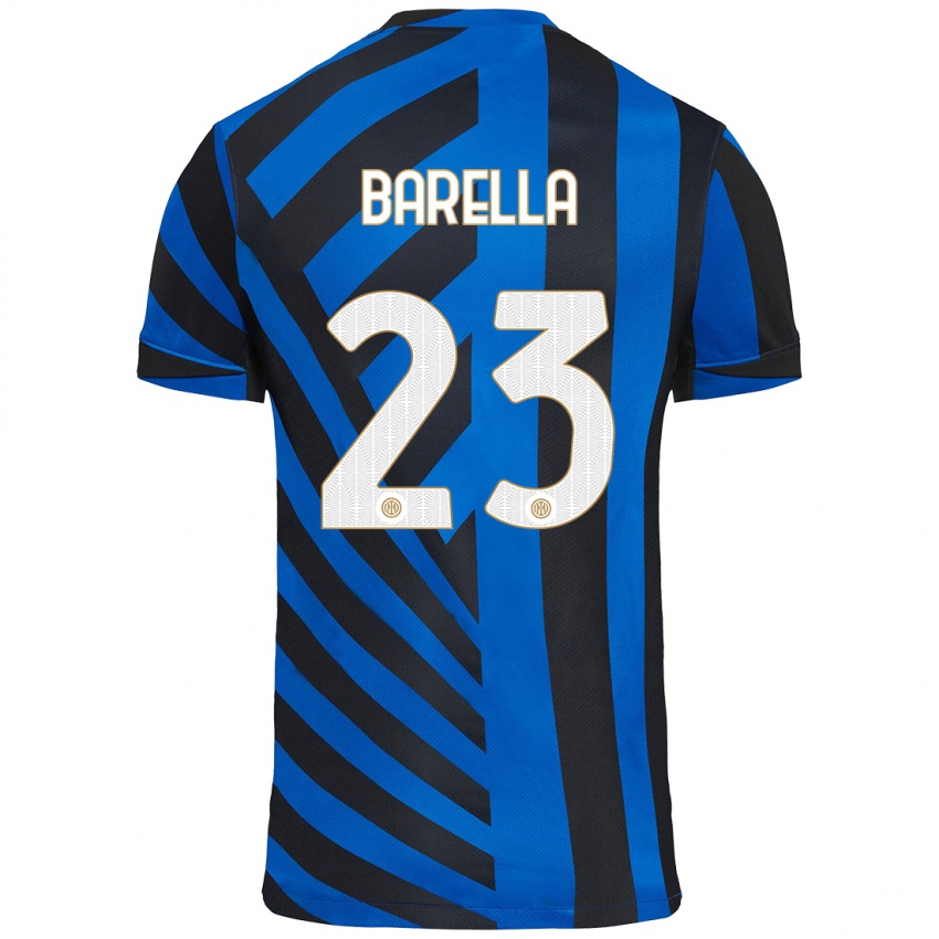 Niño Camiseta Nicolo Barella #23 Azul Negro 1ª Equipación 2024/25 La Camisa Perú