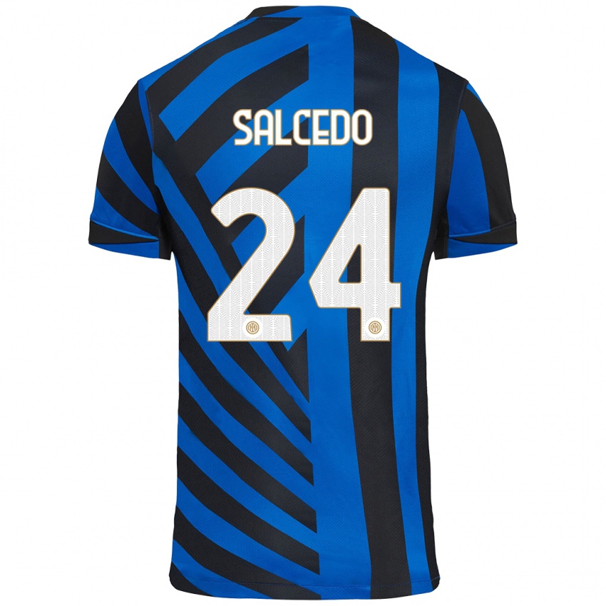 Niño Camiseta Eddie Salcedo #24 Azul Negro 1ª Equipación 2024/25 La Camisa Perú