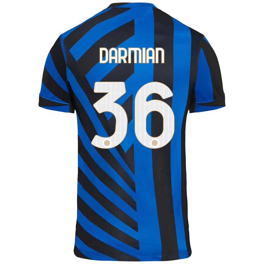 Niño Camiseta Matteo Darmian #36 Azul Negro 1ª Equipación 2024/25 La Camisa Perú