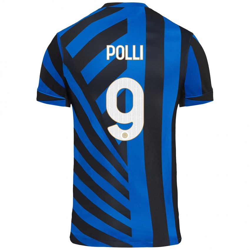 Niño Camiseta Elisa Polli #9 Azul Negro 1ª Equipación 2024/25 La Camisa Perú