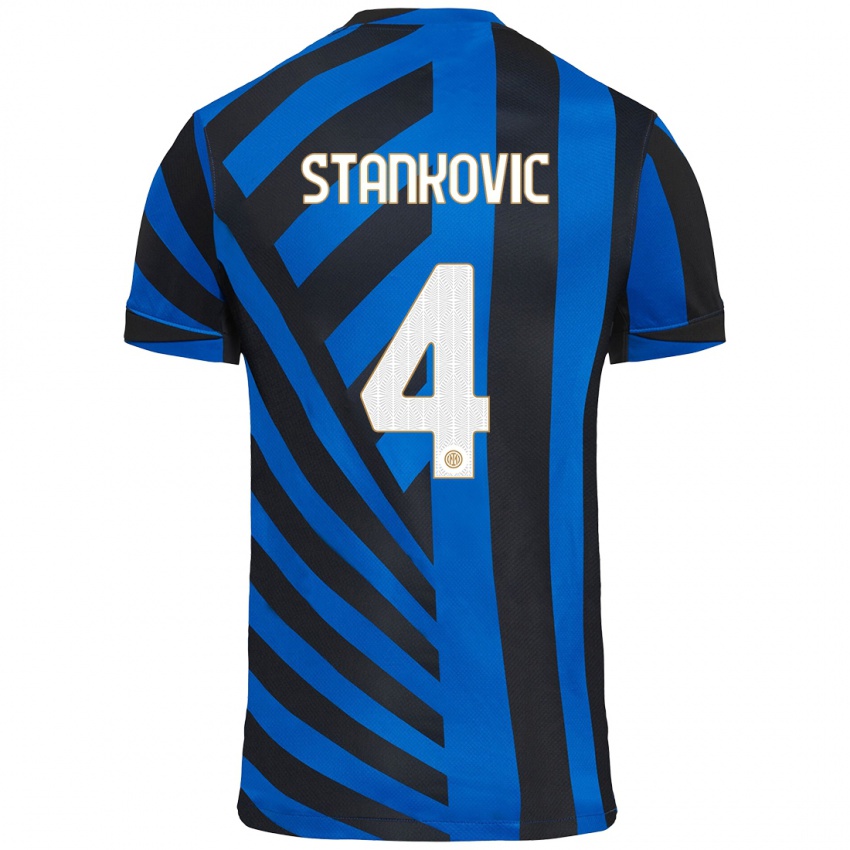 Niño Camiseta Aleksandar Stankovic #4 Azul Negro 1ª Equipación 2024/25 La Camisa Perú