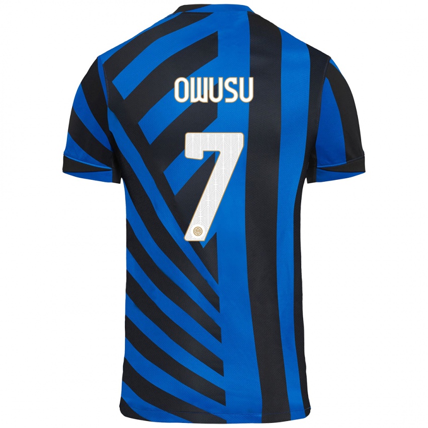 Niño Camiseta Enoch Owusu #7 Azul Negro 1ª Equipación 2024/25 La Camisa Perú