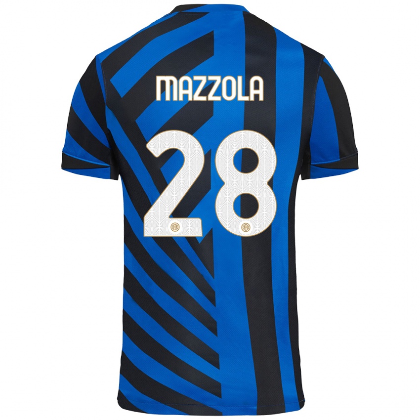 Niño Camiseta Giuseppe Mazzola #28 Azul Negro 1ª Equipación 2024/25 La Camisa Perú