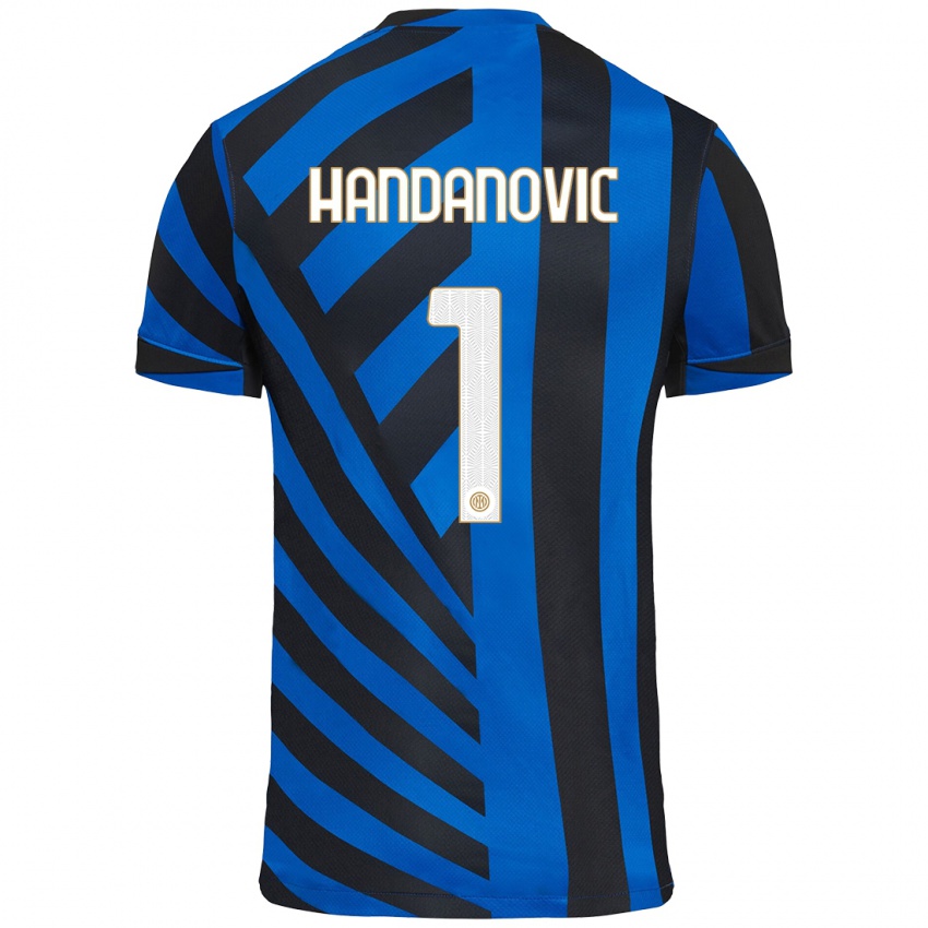 Niño Camiseta Samir Handanovic #1 Azul Negro 1ª Equipación 2024/25 La Camisa Perú