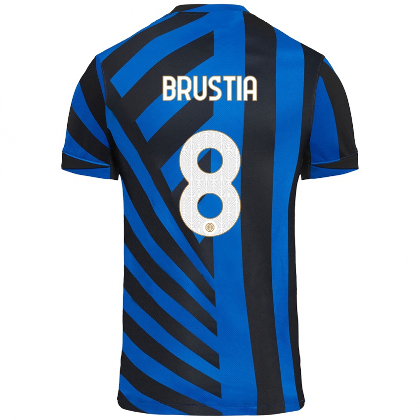 Niño Camiseta Martina Brustia #8 Azul Negro 1ª Equipación 2024/25 La Camisa Perú