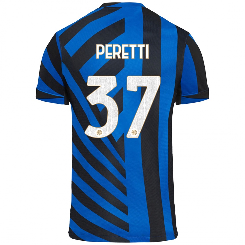 Niño Camiseta Lorenzo Peretti #37 Azul Negro 1ª Equipación 2024/25 La Camisa Perú