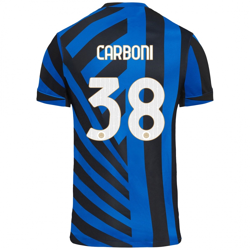 Niño Camiseta Valentin Carboni #38 Azul Negro 1ª Equipación 2024/25 La Camisa Perú