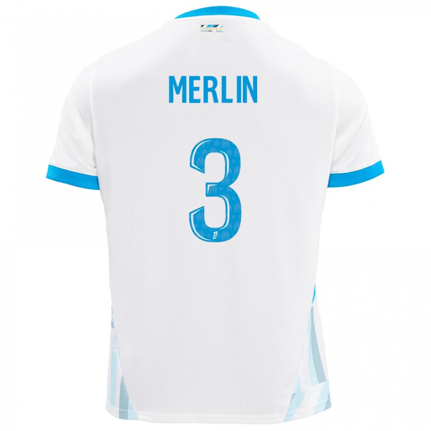 Niño Camiseta Quentin Merlin #3 Blanco Azul Cielo 1ª Equipación 2024/25 La Camisa Perú