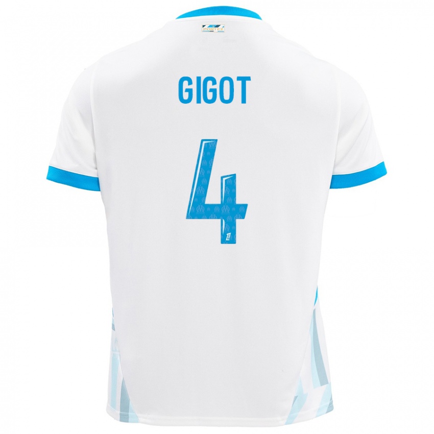 Niño Camiseta Samuel Gigot #4 Blanco Azul Cielo 1ª Equipación 2024/25 La Camisa Perú