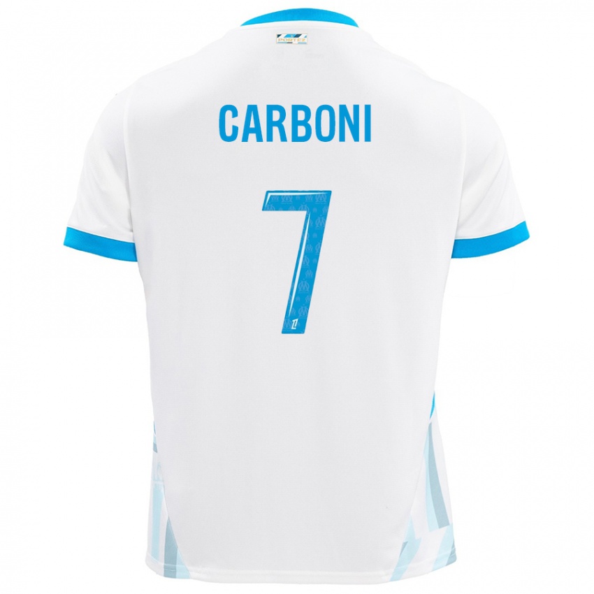 Niño Camiseta Valentín Carboni #7 Blanco Azul Cielo 1ª Equipación 2024/25 La Camisa Perú