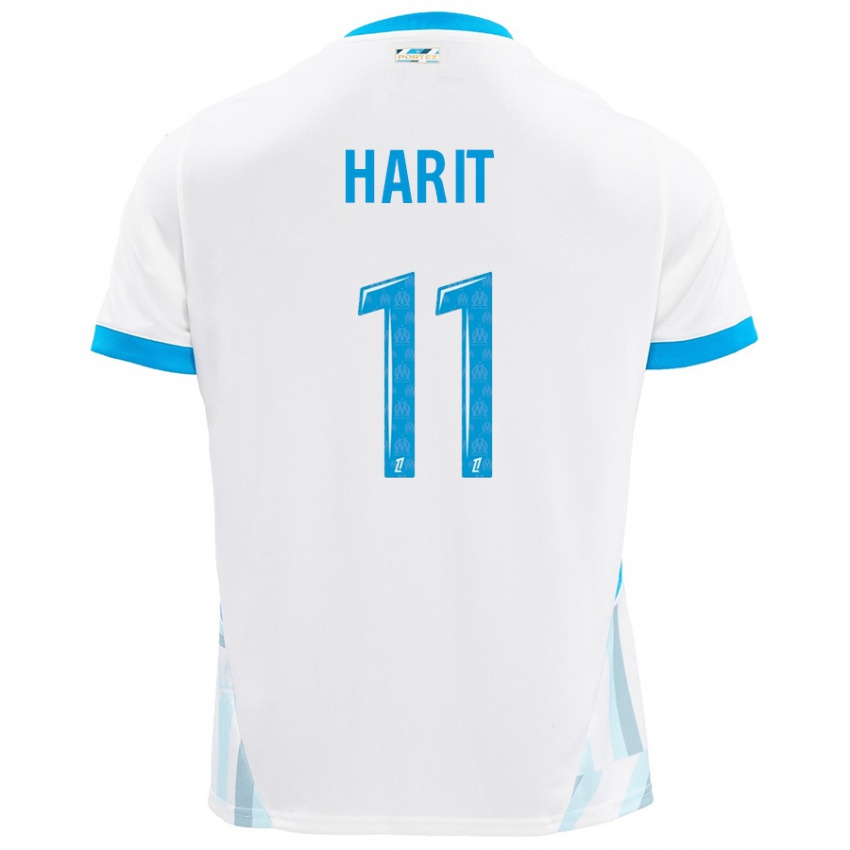 Niño Camiseta Amine Harit #11 Blanco Azul Cielo 1ª Equipación 2024/25 La Camisa Perú