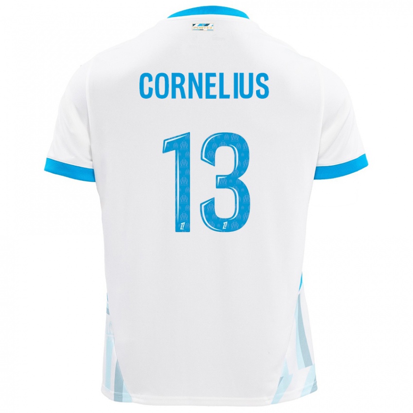 Niño Camiseta Derek Cornelius #13 Blanco Azul Cielo 1ª Equipación 2024/25 La Camisa Perú