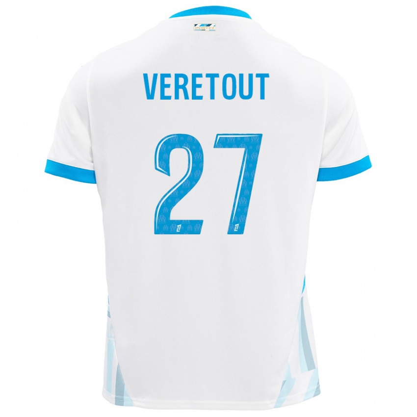 Niño Camiseta Jordan Veretout #27 Blanco Azul Cielo 1ª Equipación 2024/25 La Camisa Perú