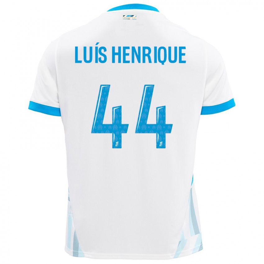 Niño Camiseta Luis Henrique #44 Blanco Azul Cielo 1ª Equipación 2024/25 La Camisa Perú