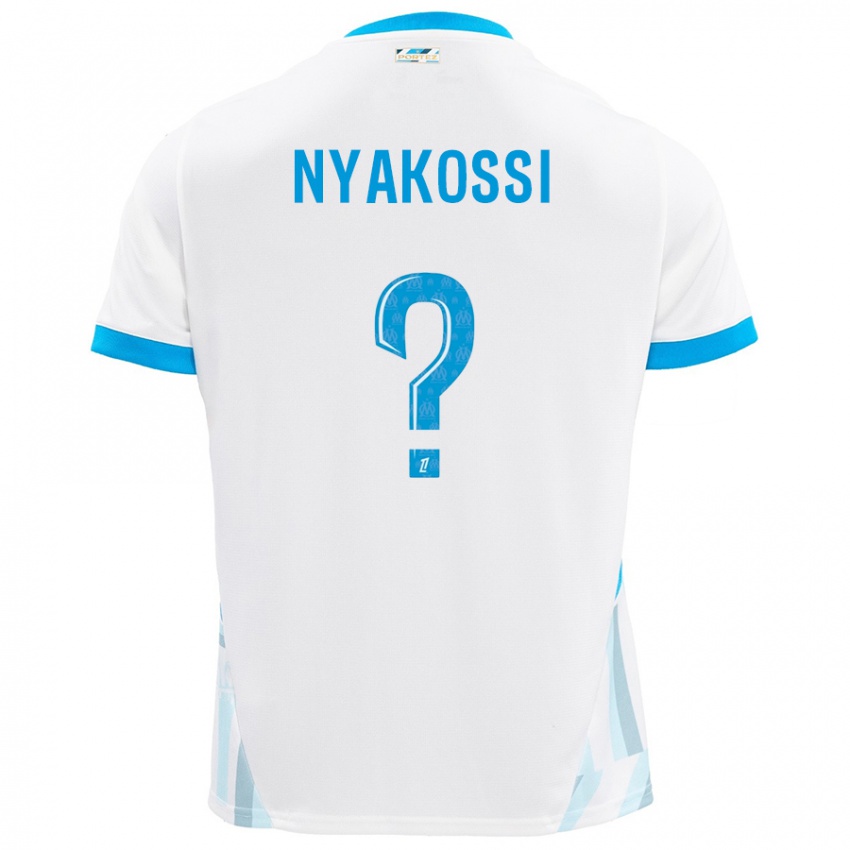 Niño Camiseta Roggerio Nyakossi #0 Blanco Azul Cielo 1ª Equipación 2024/25 La Camisa Perú