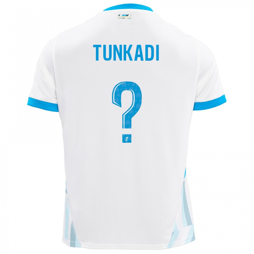 Niño Camiseta Alexandre Tunkadi #0 Blanco Azul Cielo 1ª Equipación 2024/25 La Camisa Perú