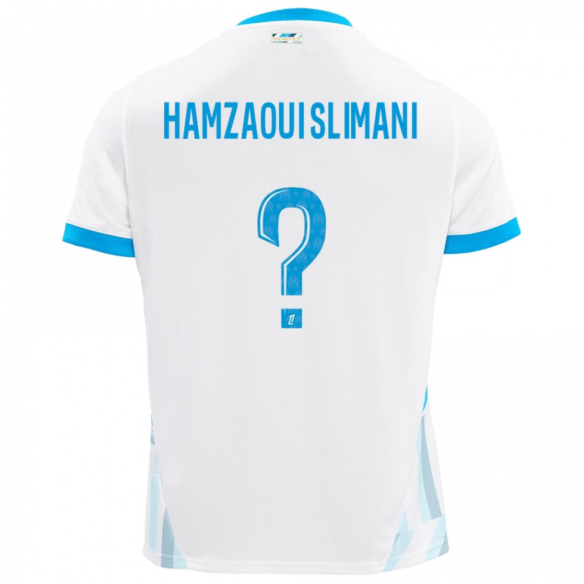 Niño Camiseta Hilan Hamzaoui Slimani #0 Blanco Azul Cielo 1ª Equipación 2024/25 La Camisa Perú