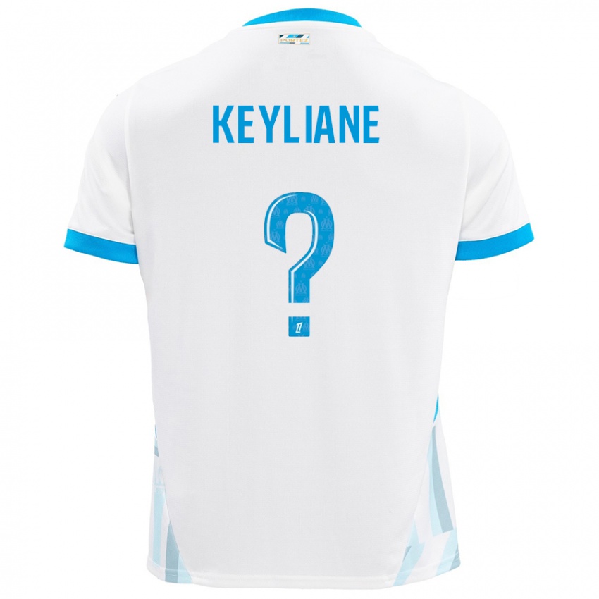 Niño Camiseta Keyliane Abdallah #0 Blanco Azul Cielo 1ª Equipación 2024/25 La Camisa Perú