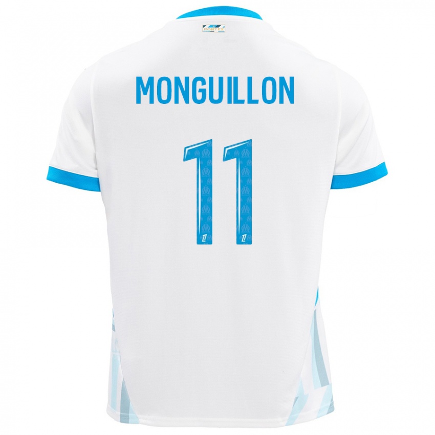 Niño Camiseta Coralie Monguillon #11 Blanco Azul Cielo 1ª Equipación 2024/25 La Camisa Perú