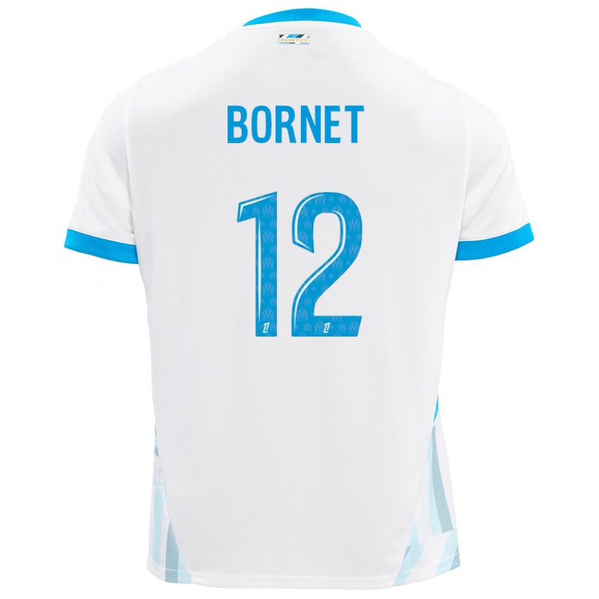 Niño Camiseta Camille Bornet #12 Blanco Azul Cielo 1ª Equipación 2024/25 La Camisa Perú