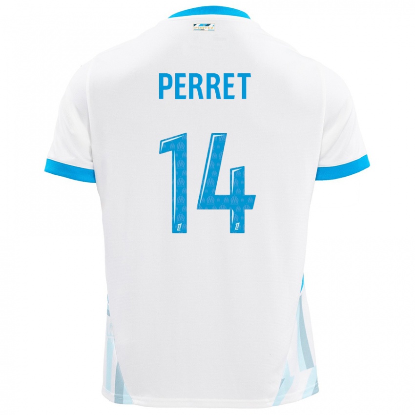 Niño Camiseta Jenny Perret #14 Blanco Azul Cielo 1ª Equipación 2024/25 La Camisa Perú