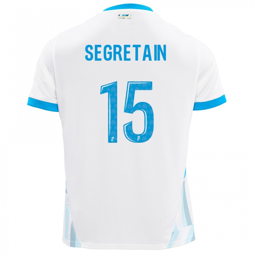 Niño Camiseta Julie Ségrétain #15 Blanco Azul Cielo 1ª Equipación 2024/25 La Camisa Perú