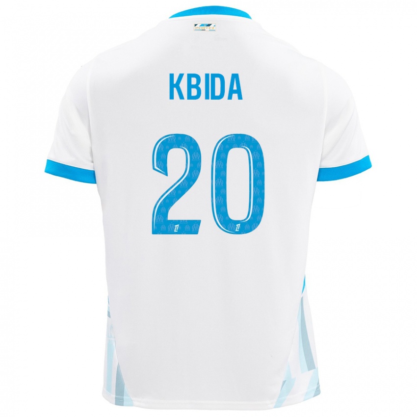 Niño Camiseta Inès Kbida #20 Blanco Azul Cielo 1ª Equipación 2024/25 La Camisa Perú