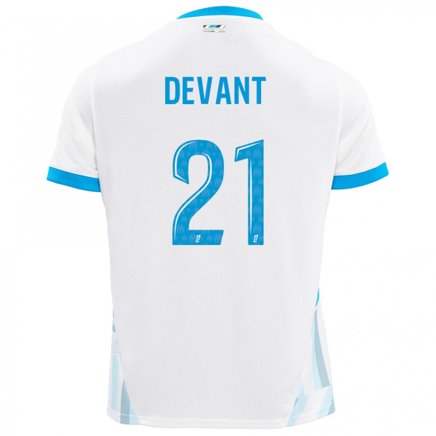 Niño Camiseta Caroline Devant #21 Blanco Azul Cielo 1ª Equipación 2024/25 La Camisa Perú