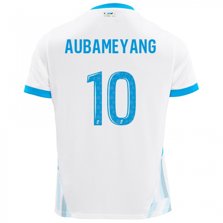 Niño Camiseta Pierre-Emerick Aubameyang #10 Blanco Azul Cielo 1ª Equipación 2024/25 La Camisa Perú