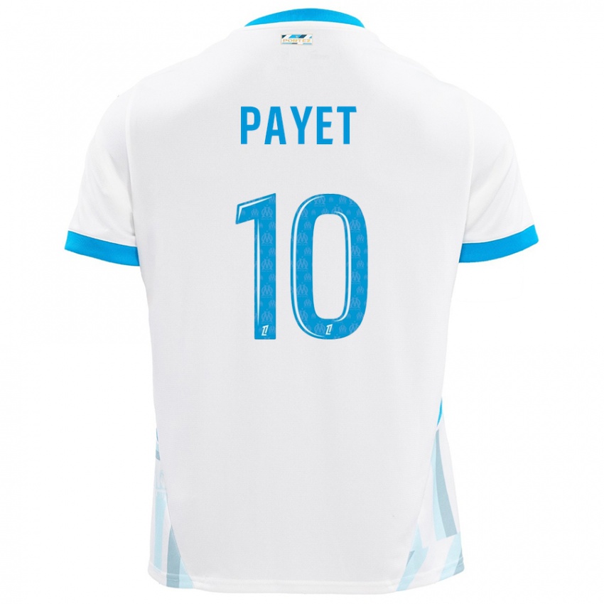 Niño Camiseta Dimitri Payet #10 Blanco Azul Cielo 1ª Equipación 2024/25 La Camisa Perú