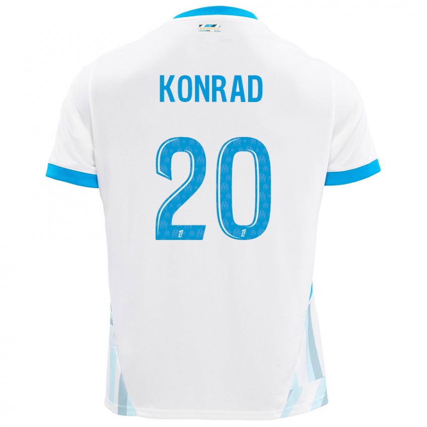 Niño Camiseta Konrad De La Fuente #20 Blanco Azul Cielo 1ª Equipación 2024/25 La Camisa Perú