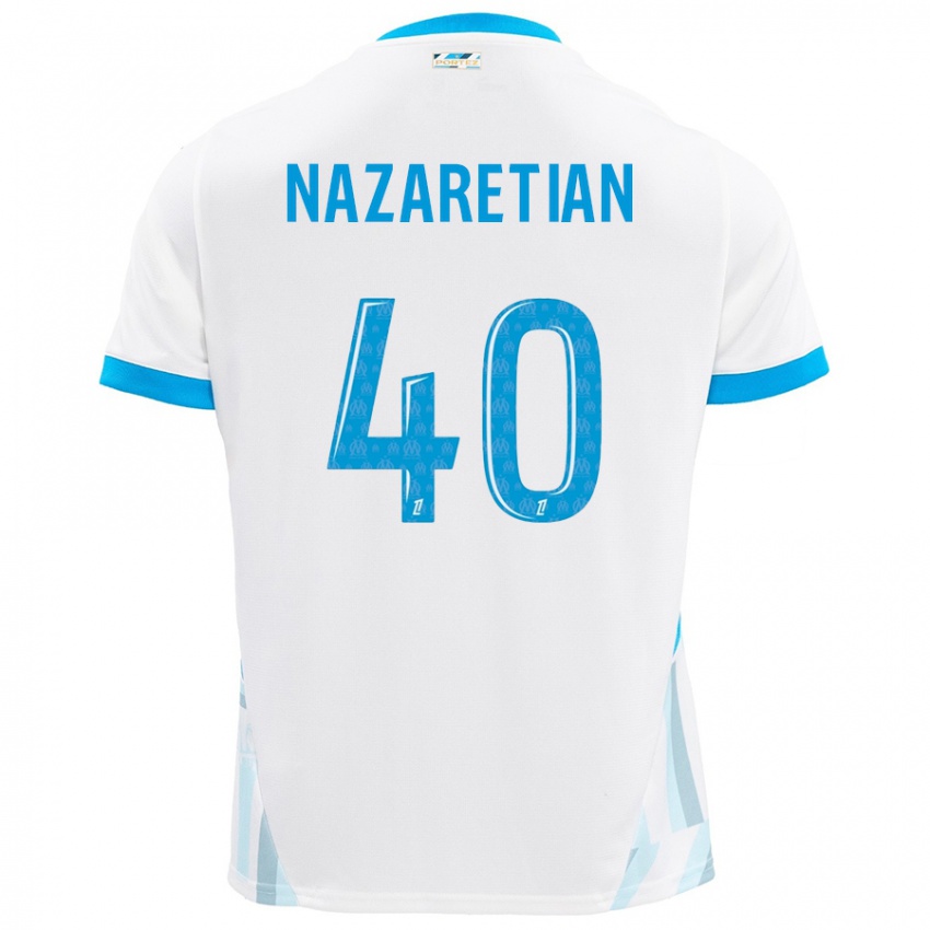 Niño Camiseta Manuel Nazaretian #40 Blanco Azul Cielo 1ª Equipación 2024/25 La Camisa Perú