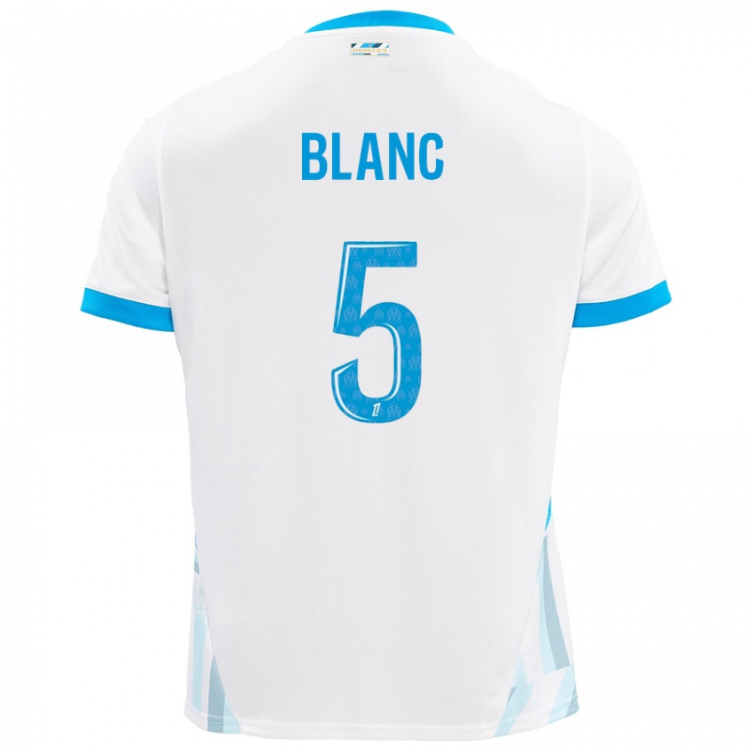 Niño Camiseta Amandine Blanc #5 Blanco Azul Cielo 1ª Equipación 2024/25 La Camisa Perú