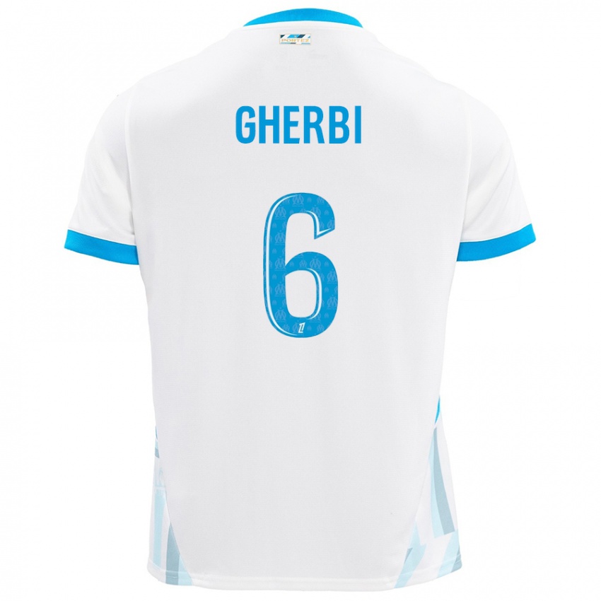 Niño Camiseta Candice Gherbi #6 Blanco Azul Cielo 1ª Equipación 2024/25 La Camisa Perú