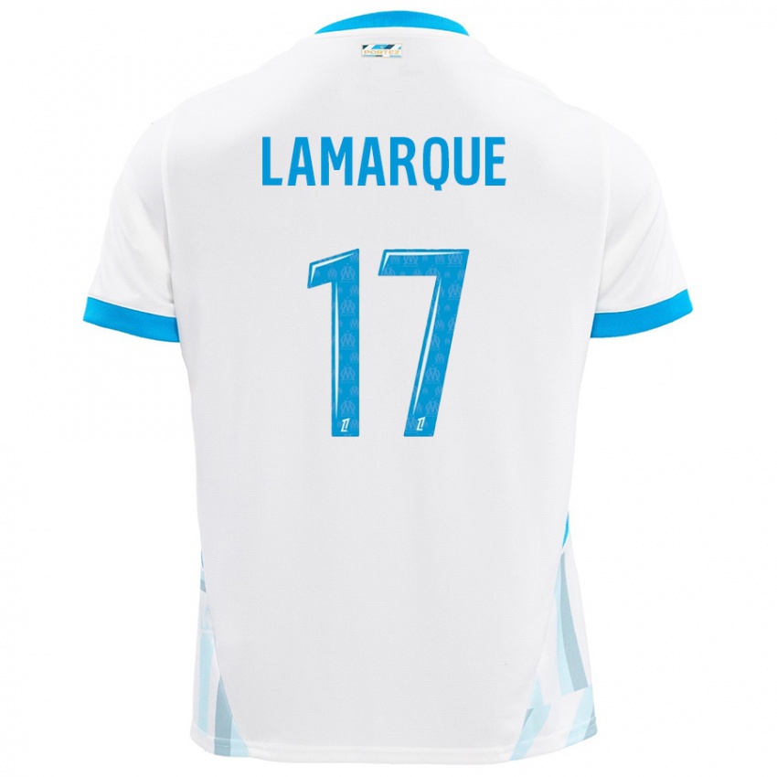 Niño Camiseta Alais Lamarque #17 Blanco Azul Cielo 1ª Equipación 2024/25 La Camisa Perú