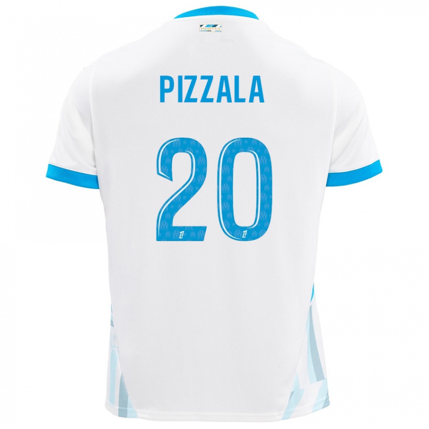 Niño Camiseta Caroline Pizzala #20 Blanco Azul Cielo 1ª Equipación 2024/25 La Camisa Perú