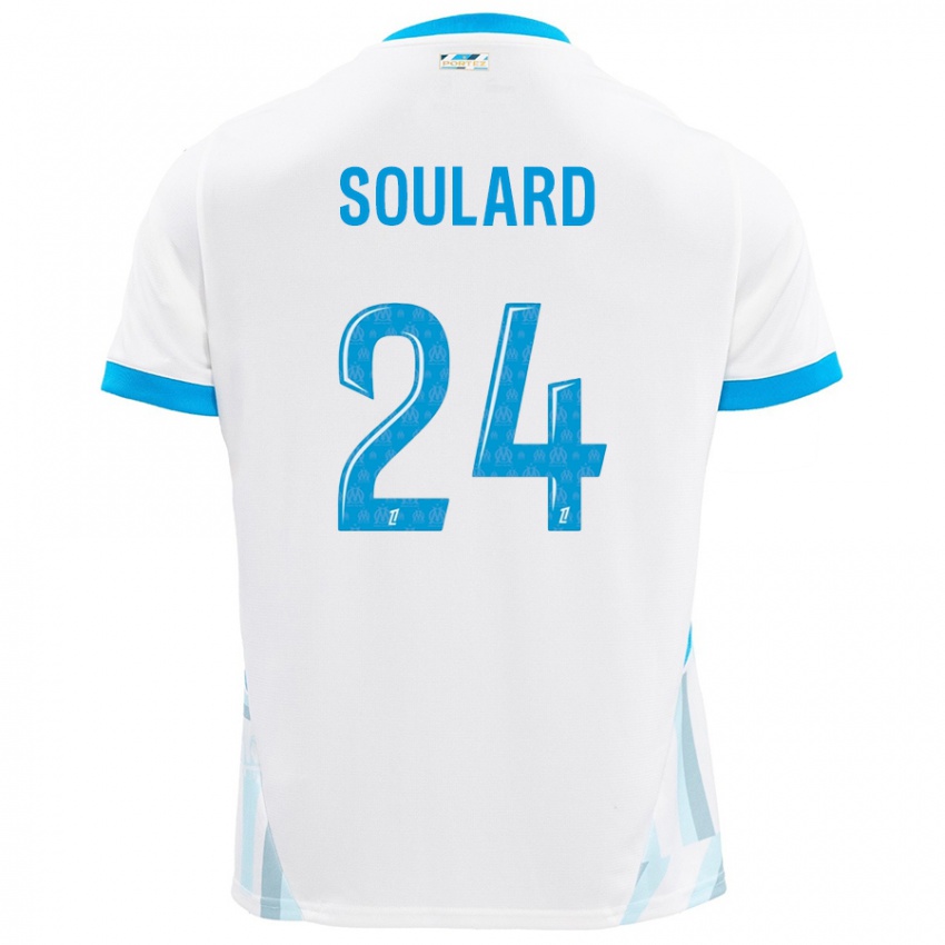 Niño Camiseta Amandine Soulard #24 Blanco Azul Cielo 1ª Equipación 2024/25 La Camisa Perú