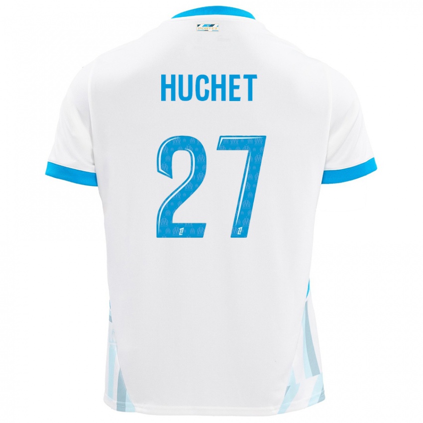 Niño Camiseta Sarah Huchet #27 Blanco Azul Cielo 1ª Equipación 2024/25 La Camisa Perú