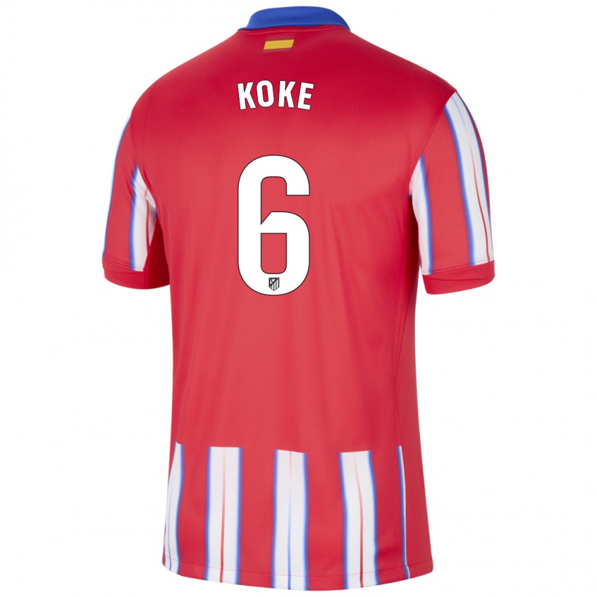 Niño Camiseta Koke #6 Rojo Blanco Azul 1ª Equipación 2024/25 La Camisa Perú