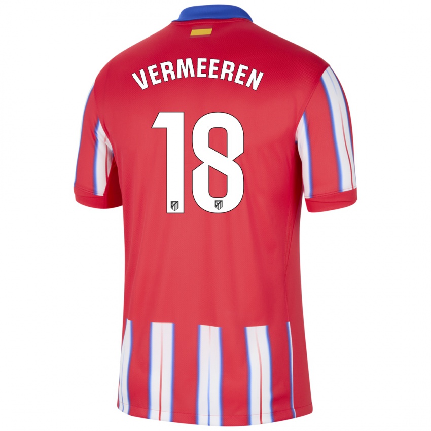 Niño Camiseta Arthur Vermeeren #18 Rojo Blanco Azul 1ª Equipación 2024/25 La Camisa Perú