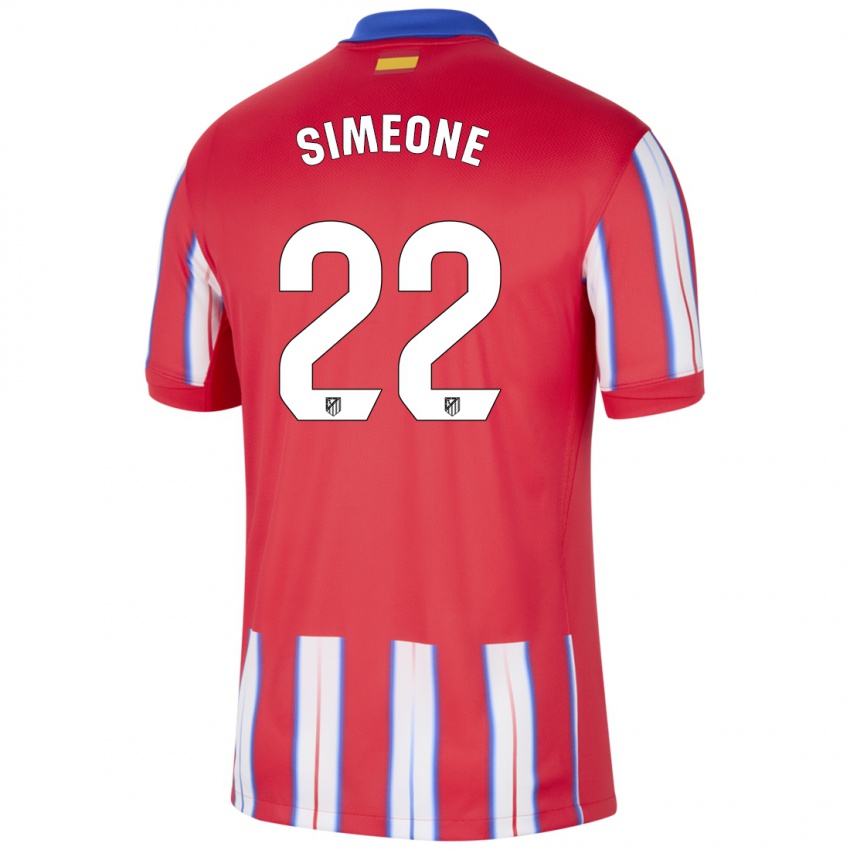 Niño Camiseta Giuliano Simeone #22 Rojo Blanco Azul 1ª Equipación 2024/25 La Camisa Perú