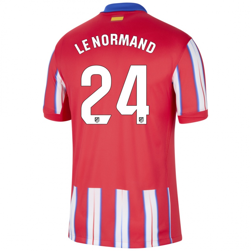 Niño Camiseta Robin Le Normand #24 Rojo Blanco Azul 1ª Equipación 2024/25 La Camisa Perú