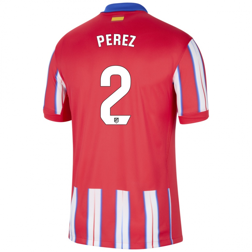 Niño Camiseta Xènia Pérez #2 Rojo Blanco Azul 1ª Equipación 2024/25 La Camisa Perú