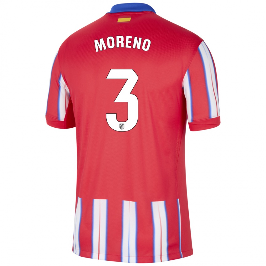 Niño Camiseta Marco Moreno #3 Rojo Blanco Azul 1ª Equipación 2024/25 La Camisa Perú